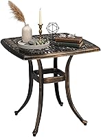 VINGLI 21” Bronze Cast Aluminum Outdoor Side Table - Durable All-Weather Patio Bistro Table for Porch, Balcony, Garden