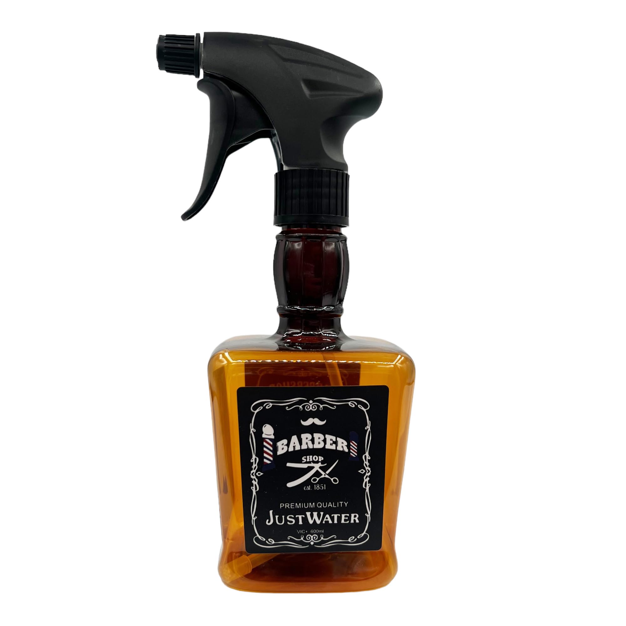 Eson Hair Water Spray Bottle 600ml, Whisky Style Spray Bottle for Hair, Cooling Barber Salon Hairdresser, Mist Sprayer,Retro Stylish, Empty Refillable Sprayer for Shaving and Cleaning 600ml (Amber)