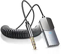 Adaptador Aux Bluetooth para carro, receptor Bluetooth 5.0 com cancelamento de ruído Essager, música sem perdas USB para adaptador de áudio de 3,5 mm com microfone embutido para kits