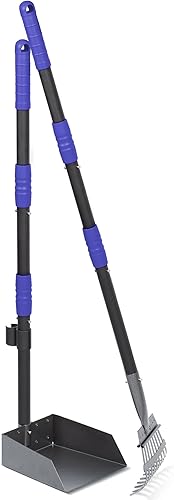 Miniatura 8 de Heeyoo Recogedor de excrementos de perro, bandeja y rastrillo para excrementos de perro, cuchara para eliminar desechos de mascotas con asas