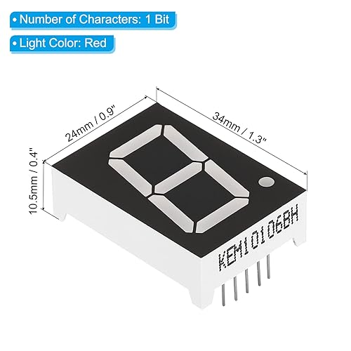 Miniatura 2 de PATIKIL Tubo digital con pantalla LED, paquete de 10 unidades de 7 segmentos, 10 pines, 1 broca, 0.9 x 1.3 x 0.4 pulgadas, ánodo común de 2.1 V,