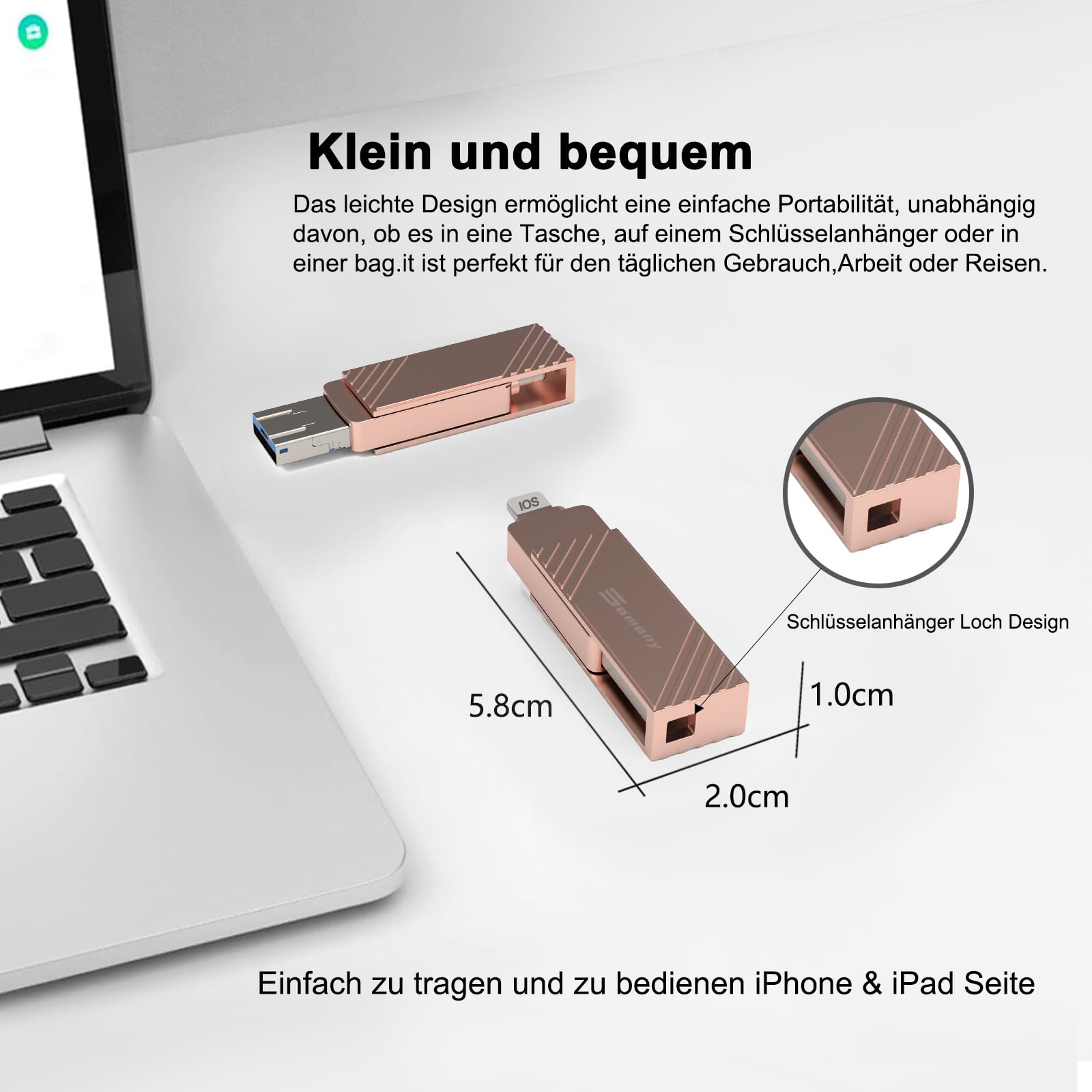 Chiavetta usb per iphone,Pendrive 256gb Chiavetta USB OTG Pen Drive Tipo C 4 in 1 Metallo Pennetta Memoria Stick per PC,Laptop,Smartphone,USB 3.0 Photo Stick for Phone (Rosa, 256GB)