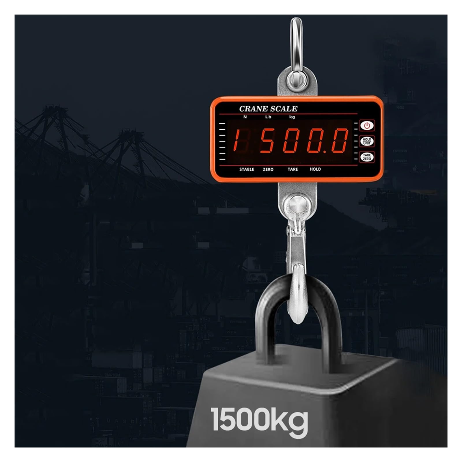 Báscula colgante digital, Báscula colgante digital de 1500 kg/1000 kg/500 kg Báscula electrónica de control remoto Báscula de grúa de alta resistencia Báscula de gancho industrial LED regulable para g