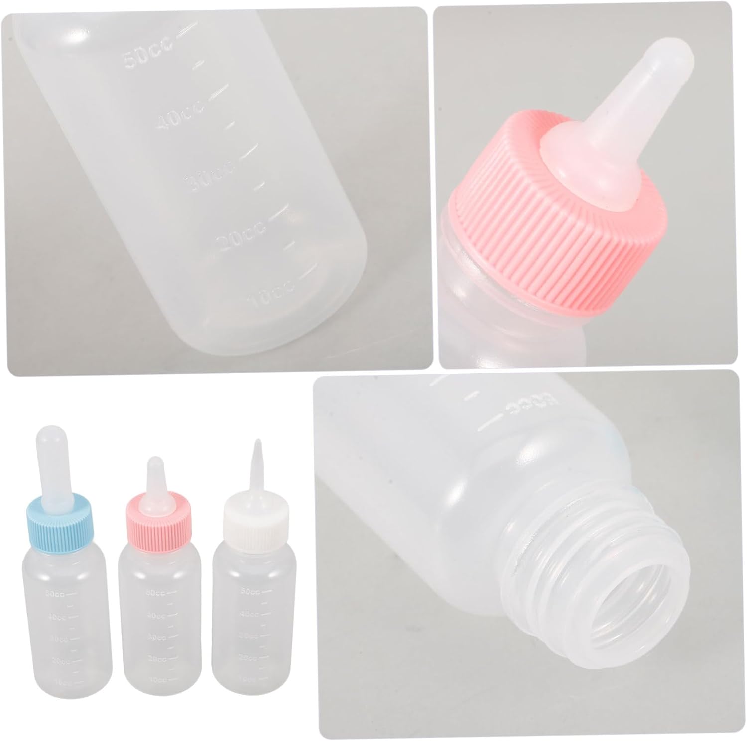3pcs Pet Nursing Bottles for Small Pets Silicone Feeding Bottles for Kittens Puppies and Small Animals Easy to Squeeze Scale for Controlled Feeding