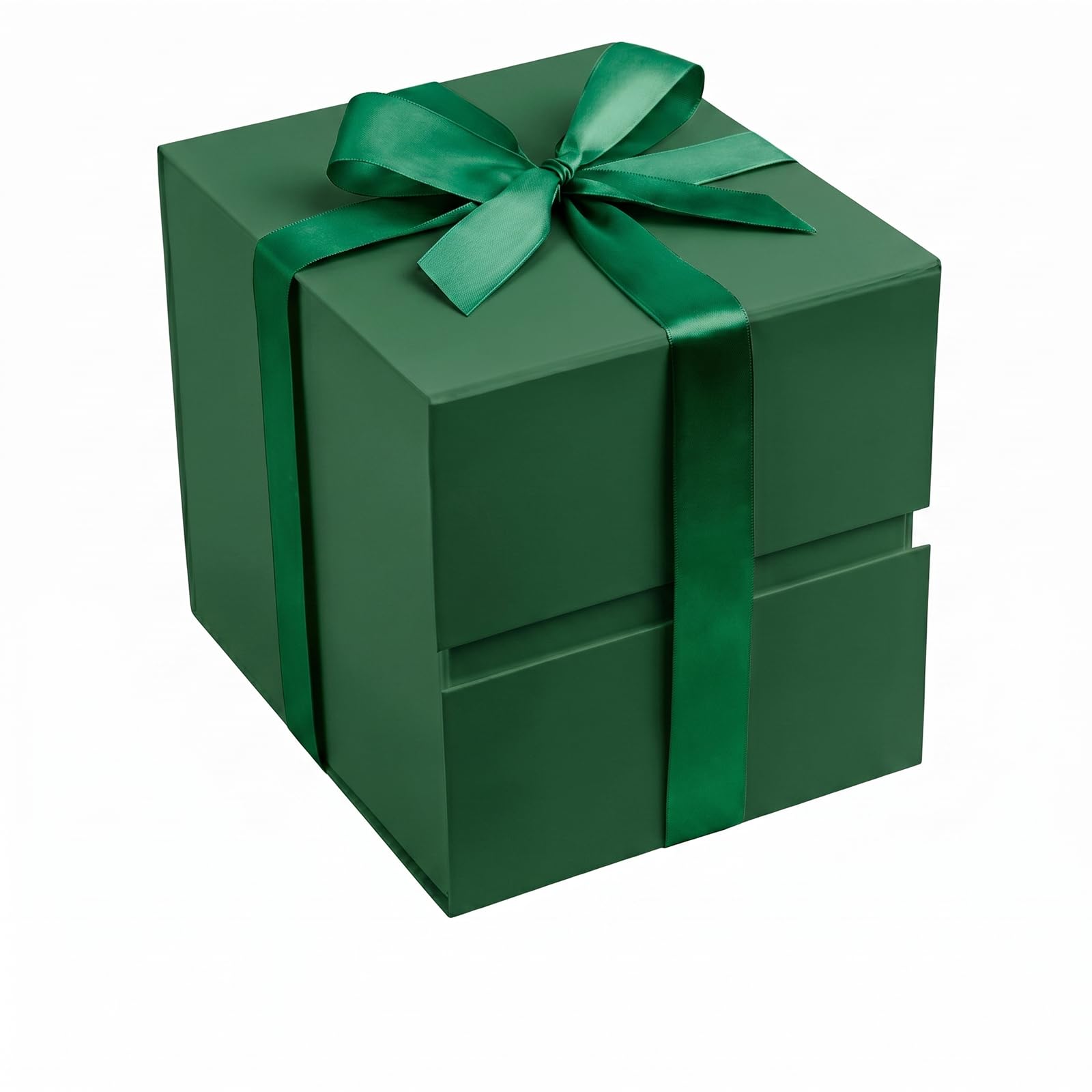 LIFELUM Dark Green Gift Box for Christmas with Magnetic Lid, 7"x7"x7"