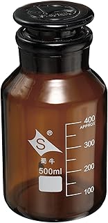 PATIKIL 500mL Reagent Media Bottle, 1Pcs Round 3.3 Borosilicate Glass Graduated Storage Bottle with Amber Cap for Chemistry Lab Universities Home, Amber