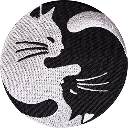 Price comparison product image Yin and Yang Cat Patch Embroidered Badge Embroidery Applique Iron Sew On Clothes