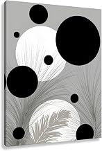 Novup Abstract Geometric Wall Art Canvas Print Modern Decor Pictures Painting Artwork Black White Gray Circular Patterns Tropical Leaves Minimalist Design 30X40Inch