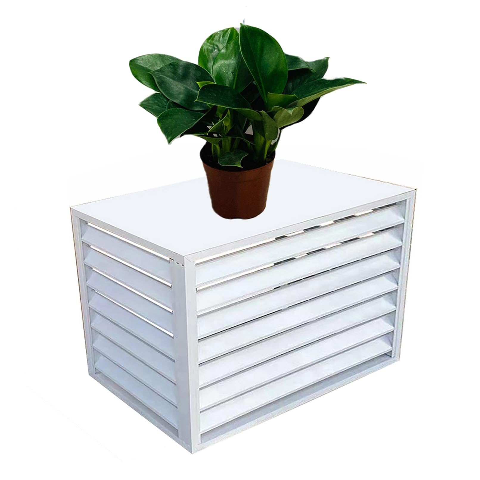 Zewnętrzna aluminiowa osłona klimatyzatora i ochrona pompy ciepła mini dzielona osłona jednostki prądu zmiennego trwały stojak ekspozycyjny na rośliny i półka do przechowywania odporna na warunki