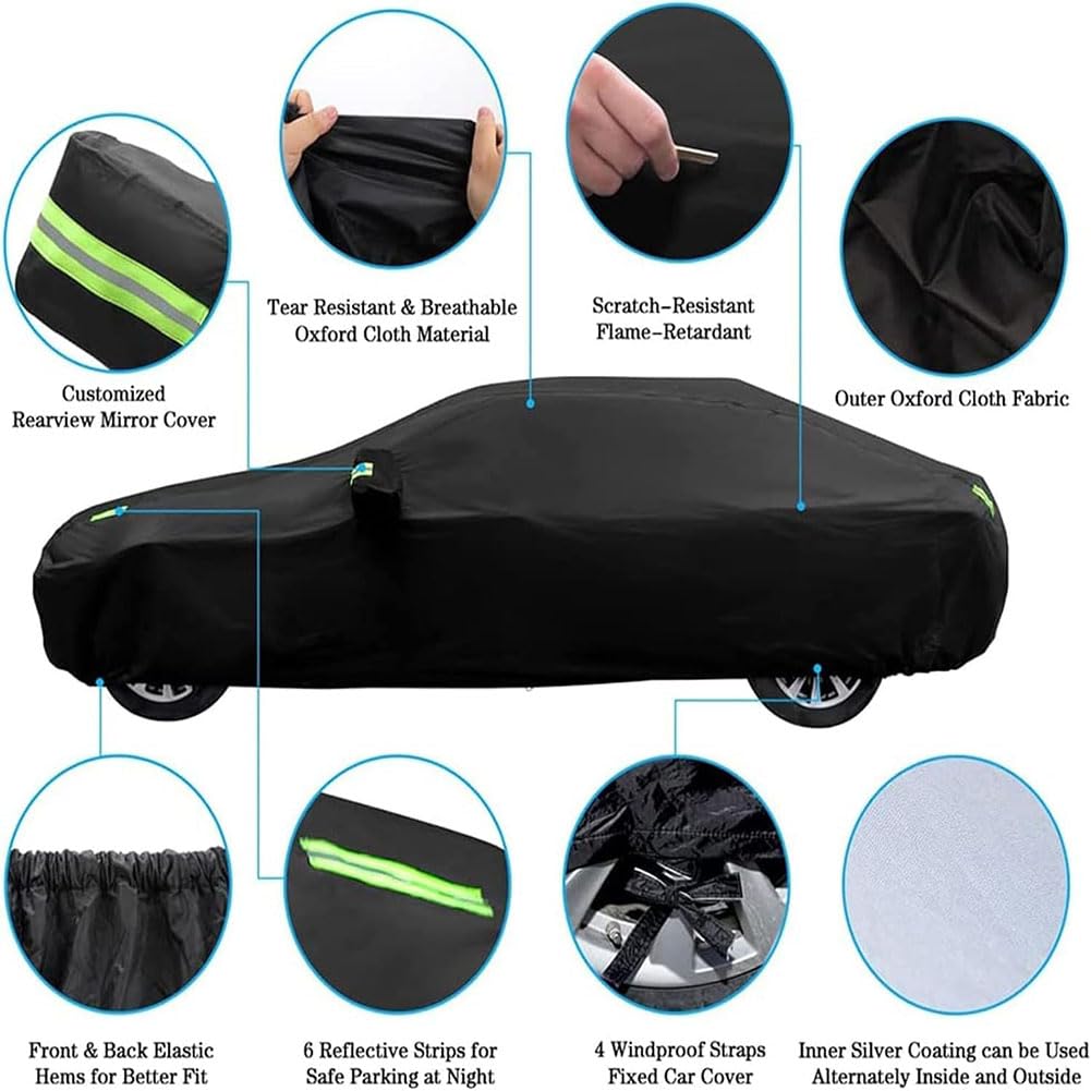 Cubierta De Coche para Jag&uar XE XF XJ XJ6 XJ8 XJR XJS XKR XK8 XK, Funda De Coche para Exteriores Sol Lluvia UV Protección contra Todo Clima Tela,Right Zipper-B/Silver