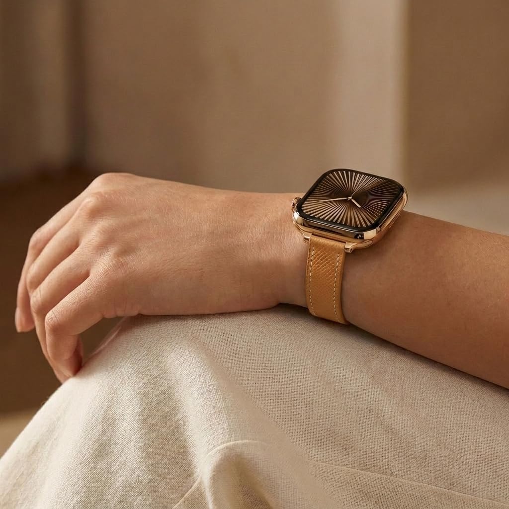 Cinturino sottile in pelle compatibile con Apple Watch da donna, iconica