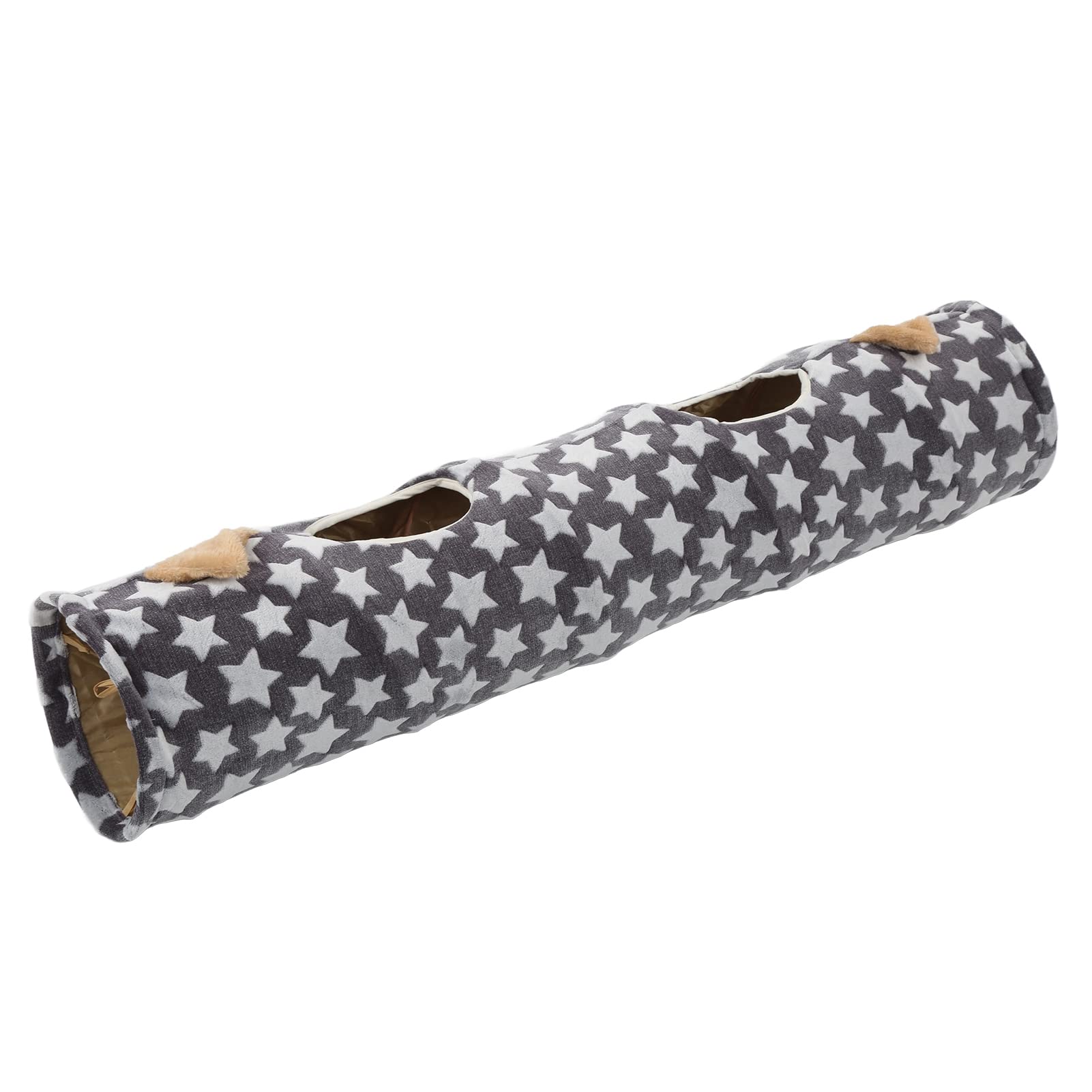 Qcwwy Cat Tunnel with Ball Foldable Collapsible Cat Tunnel for Indoor Cats 47.2 Inch Pop Up Play Toy for Kittens Small Puppy Rabbit (Star ear model)