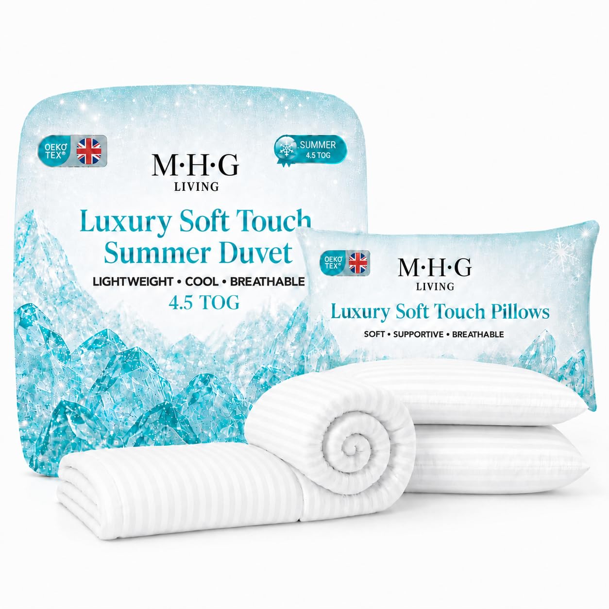 Mhg Living Double Summer Lightweight Hollowfibre Duvet Set 4.5 Tog