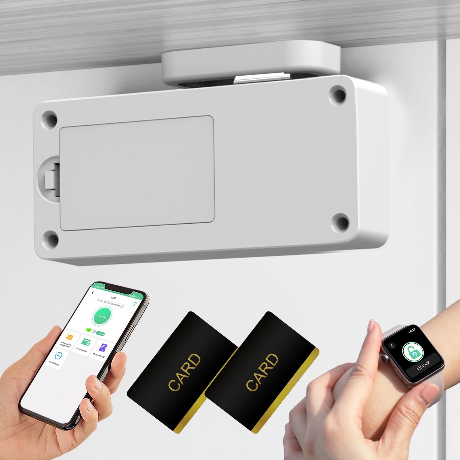 Eseesmart Smart Cupboard Lock, Child Locks For Kitchen Cupboards Hidden Bluetooth RFID Keyless Cabinet Locks Baby Proof Cupboard Locks For Liquor Cupboard File Locker Smart Lock - Black - View #13