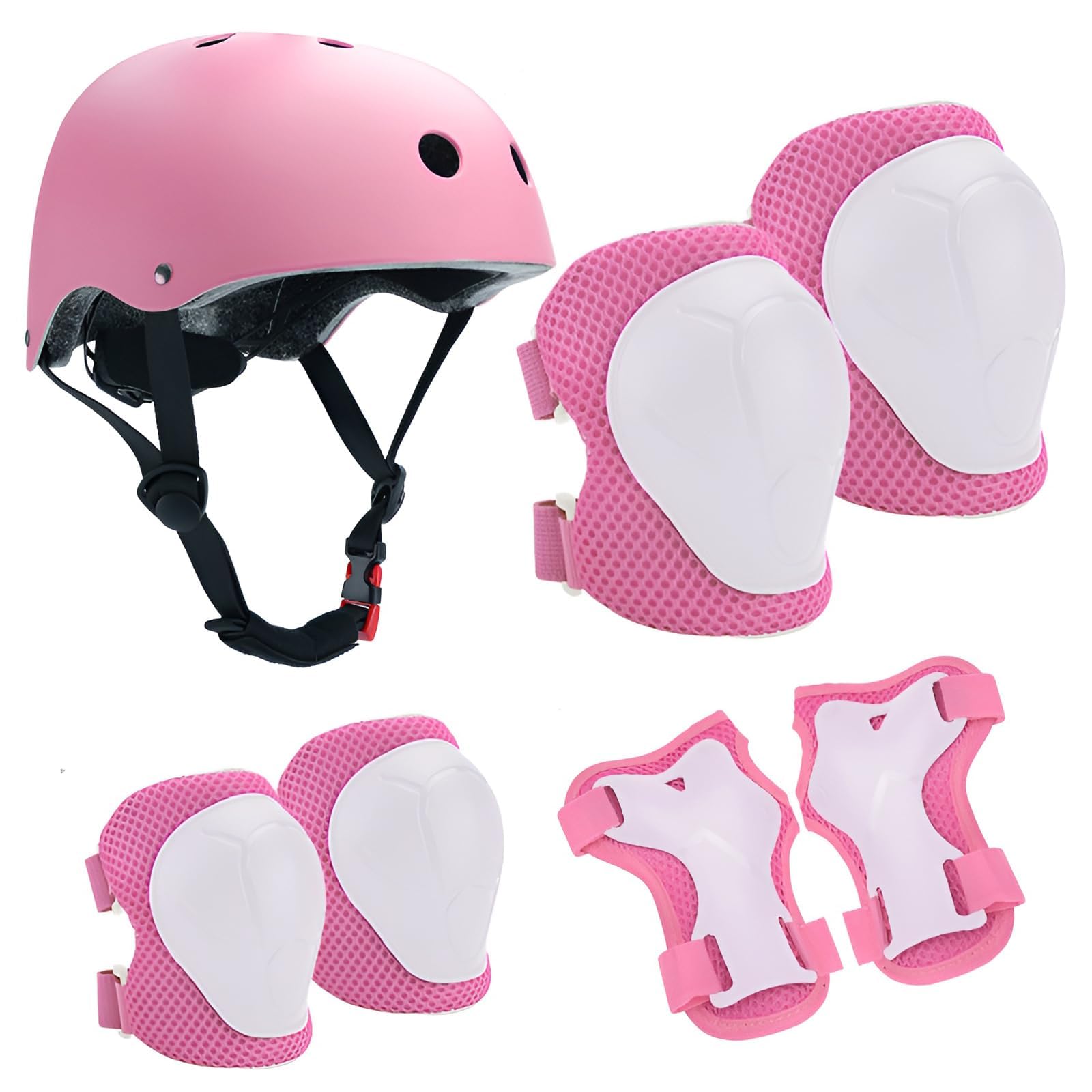 Set di casco protettivo per bambini con casco regolabile, ginocchiere, gomitiere e poggiapolsi per pattinaggio, bicicletta, pattinaggio, scooter e altri sport all'aria aperta
