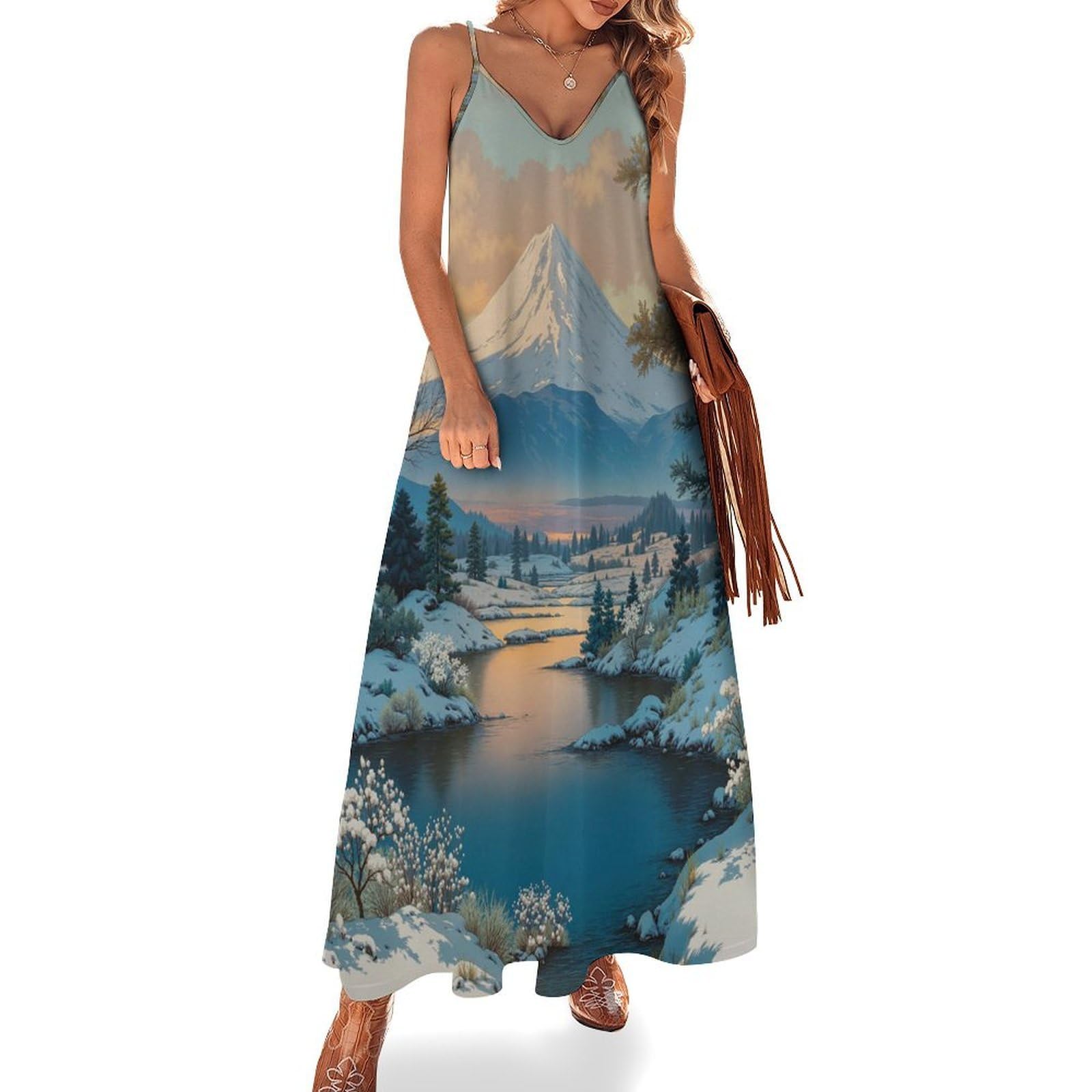 Robe Longue Femme Boho Maxi Ample Fluide Grande Taille Imprimée - 8