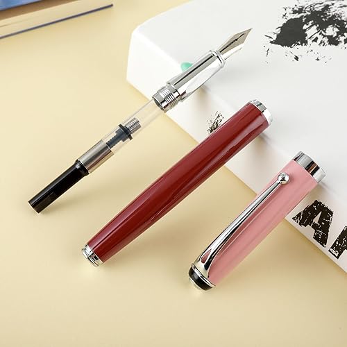 Vista 12 de cobee Plumas estilográficas de metal con 10 cartuchos de tinta negra, pluma estilográfica de punta fina de 0.020 in, escritura suave, pluma de Verde