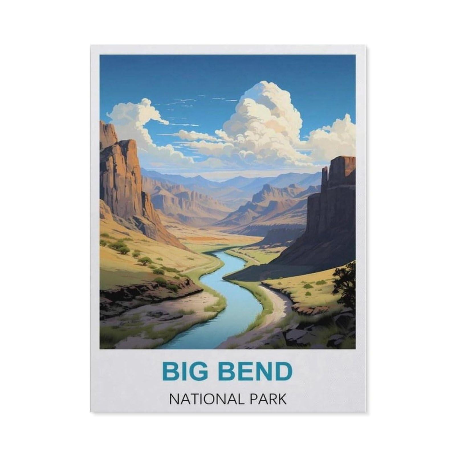 BEAYODKP 5D DIY Diamond Painting，Big Bend National Park Vintage Travel Posters，Art Living Room Wall Decoration Gift（30 x 40 cm/11.81 x 15.74 inches）-CB93
