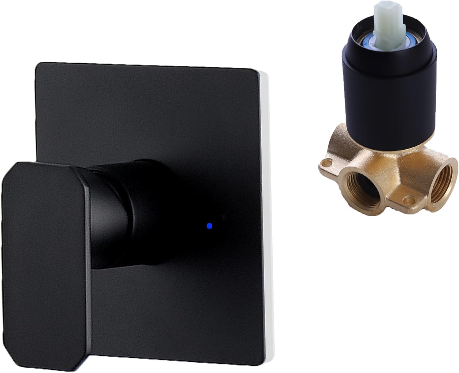 SUBEIXI Matte Black Shower Handle Valve ，Square Shower Mixing Valve Kit
