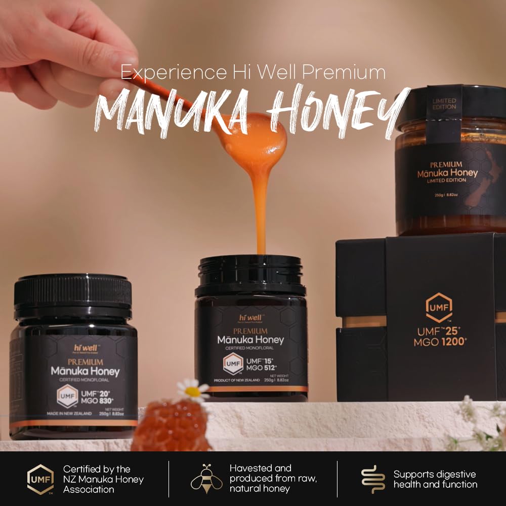 Hi Well Premium New Zealand 100% Manuka Honey | Monofloral Pure Raw Honey | UMF MGO Certified | Easy to take12g x 30 sticks | 12.6Oz(360g) (UMF 10+)