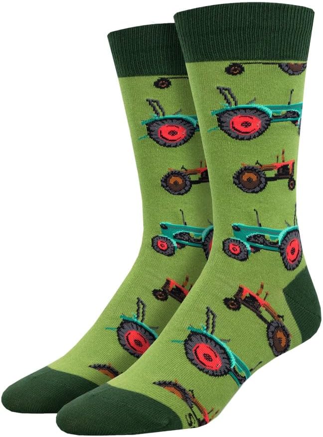 Socksmith Men's Tractor Crew Socks, Green Clothing, Shoes
