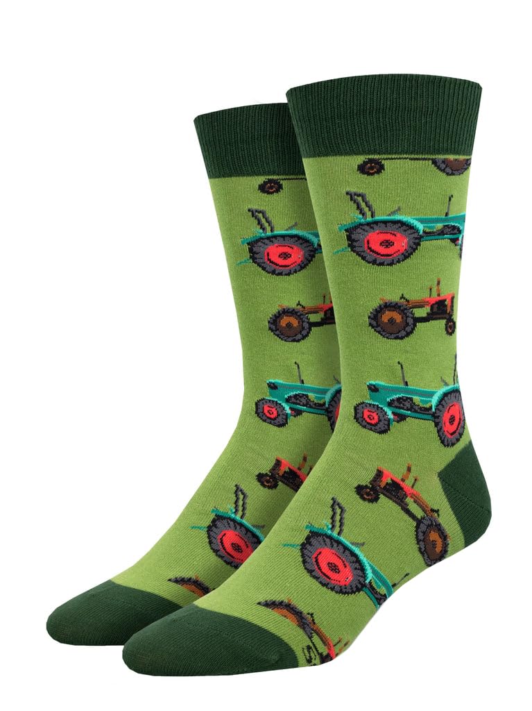 Socksmith Men's Tractor Crew Socks, Green, Green, One Size