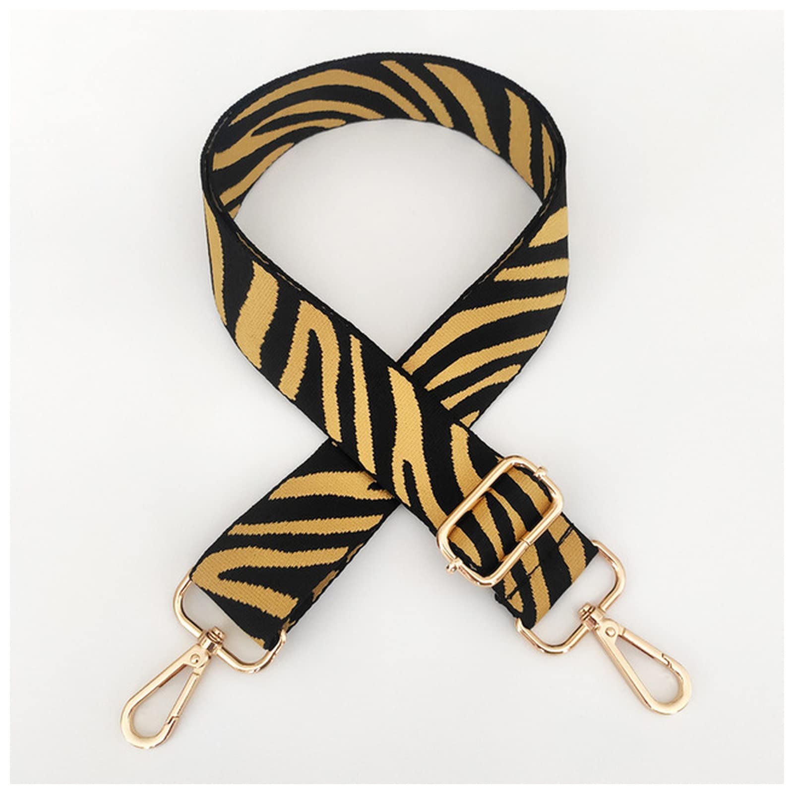 Allydrew Tracolla Regolabile Larga Per Borse – Cinturino Di Ricambio In Tela Verde Zebra Con Moschettoni Dorati