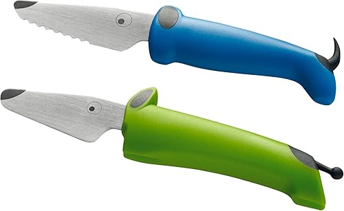 Miniatura 1 de Kuhn Rikon KinderKitchen - Cuchillos para niños, juego de 2 unidades, con hoja recta y dentada, verde y azul