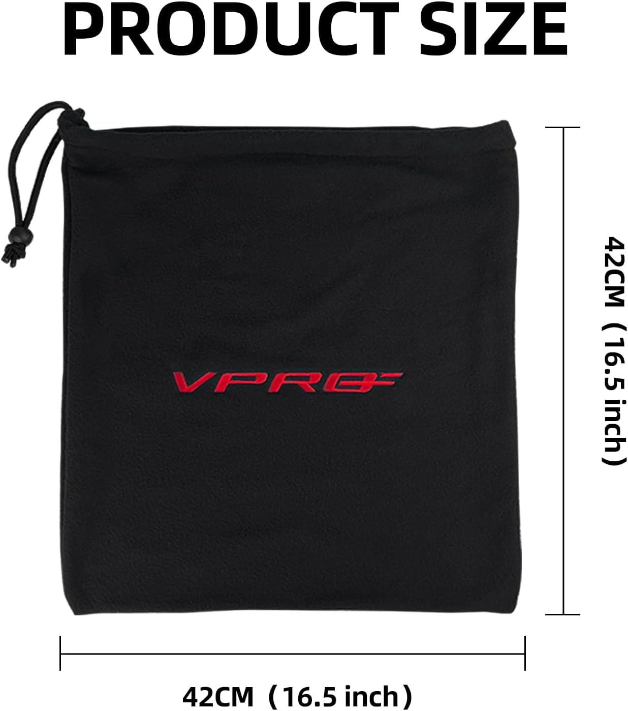 VPRO Borsa per casco da hockey, in pile, nera con ricamo rosso, chiusura con coulisse, 42 cm x 42 cm