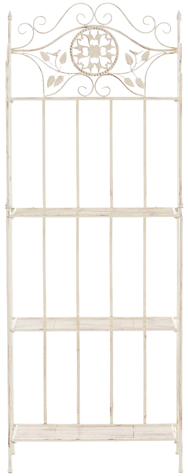 CLP Pflanzenregal Metall klappbar Flora, Blumenregal 4 Ebenen, Standregal im Landhausstil, für Garten, Balkon, Terrasse, Indoor & Outdoor, Farbe:antik-Creme