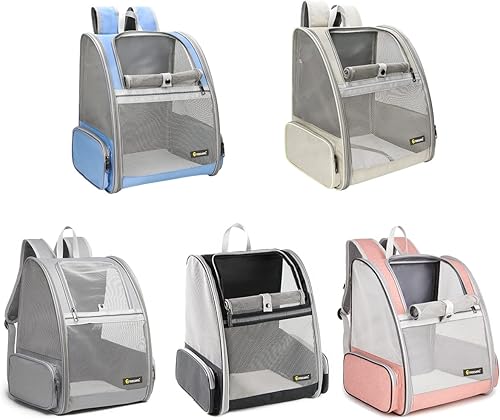 Miniatura 7 de Texsens Innovative Traveler Bubble Backpack Pet Carriers for Cats and Dogs Negro, Gris Claro, Mesh Pink, Actualizado - Negro, Mejorado - Rosa