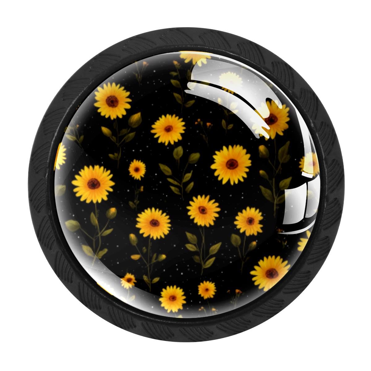 HEOEH 4 PCS Kitchen Cabinet Knobs, Sunflowers Drawer Knobs Dresser Handles