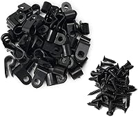 Alamic R-Type Cable Clamps 1/4 Inch Nylon Wire Clips with Screws - 50 Pack for Secure Wire Management