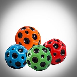 4-Pieces Set Space Balls, High Bouncing Balls, Sky Balls, Meteor, Rubber, Sensory, Stress Relief, Hand-Eye Coordination, Flying, Easy to Grip and Catch, Playground, Anti-Stress, Kids and Toddlers Fun