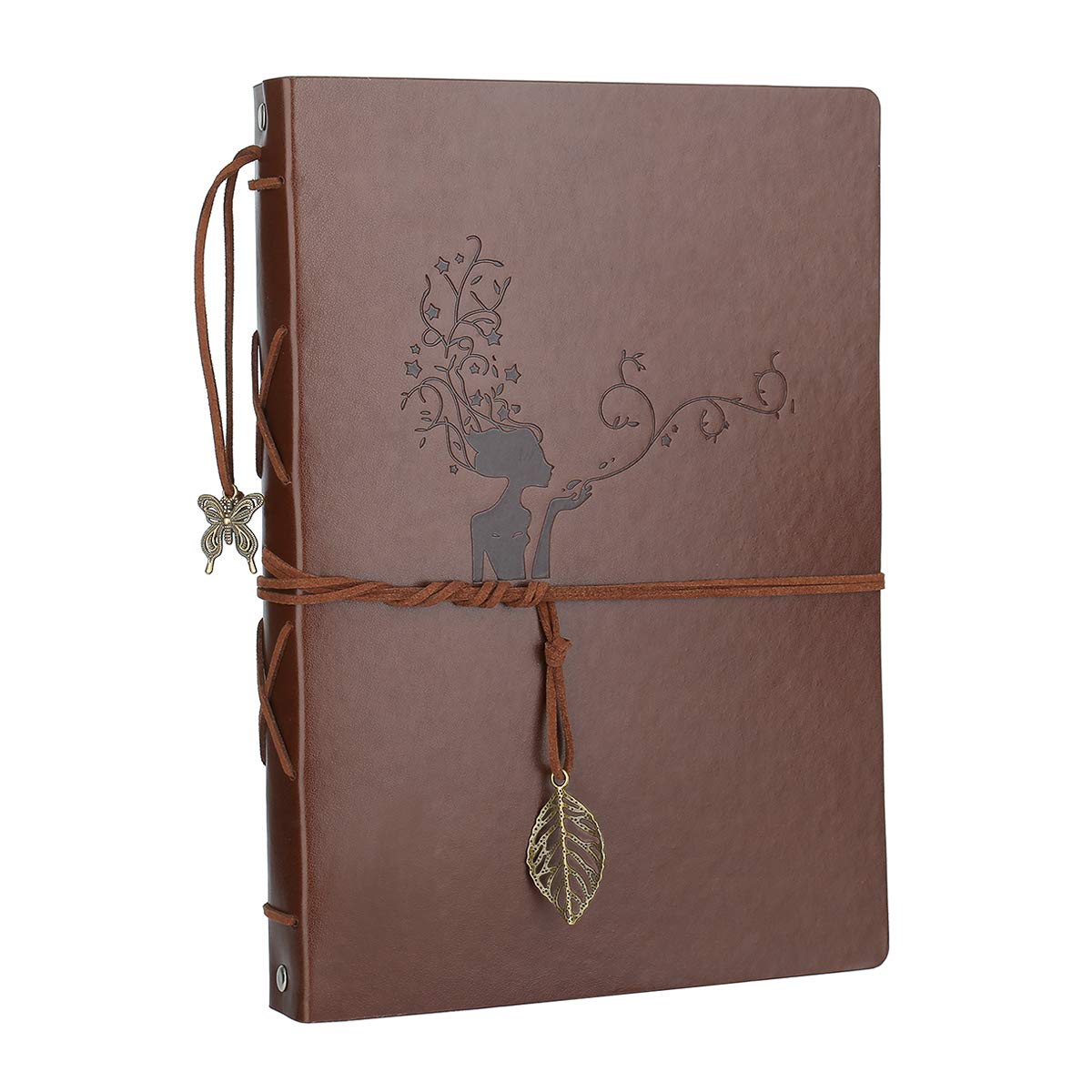 Scrapbook Photo Album, AIOR DIY Memory Book Vintage Leather Scrapbook,11 x 8.3 inches 60 Black Pages, Travel Birthday Graduation Album Anniversary Mother's Day Gifts for Women Her, Girl