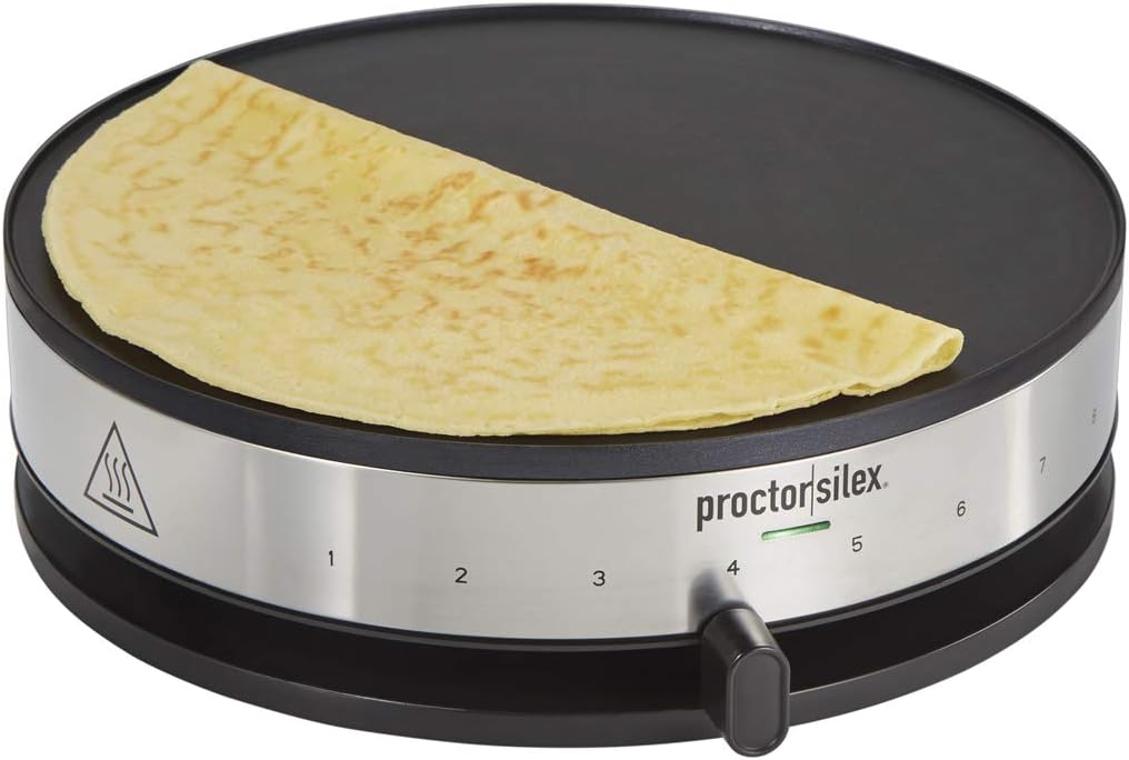 Proctor Silex Electric Crepe Maker with 13” Nonstick Griddle for Eggs