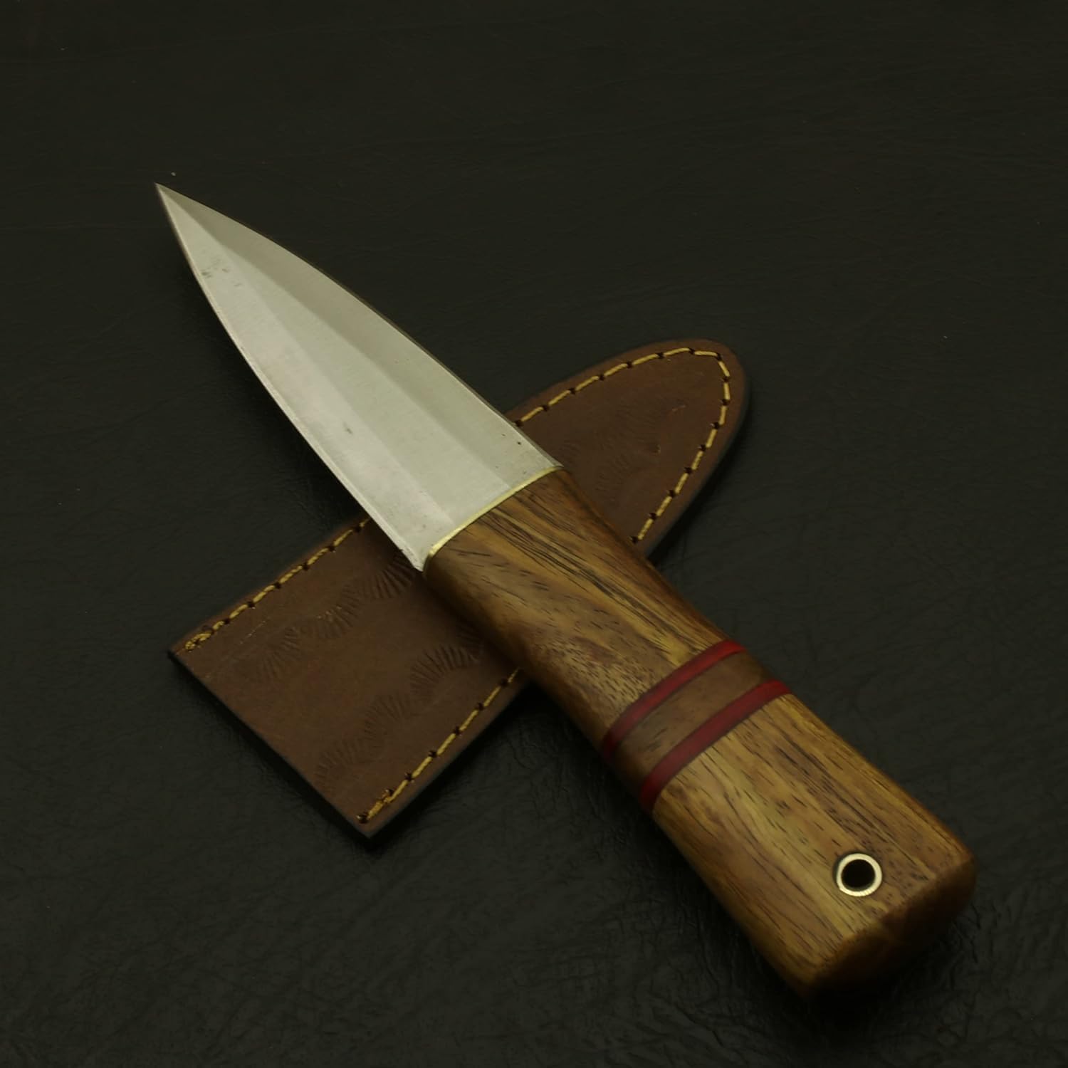 Double edged Custom Hand Forged D2 Steel Celtic Scottish Sgian Dubh Handle made of olive wood Perfect for outdoor camping hunting hiking Groomsmen gift, Gift for him