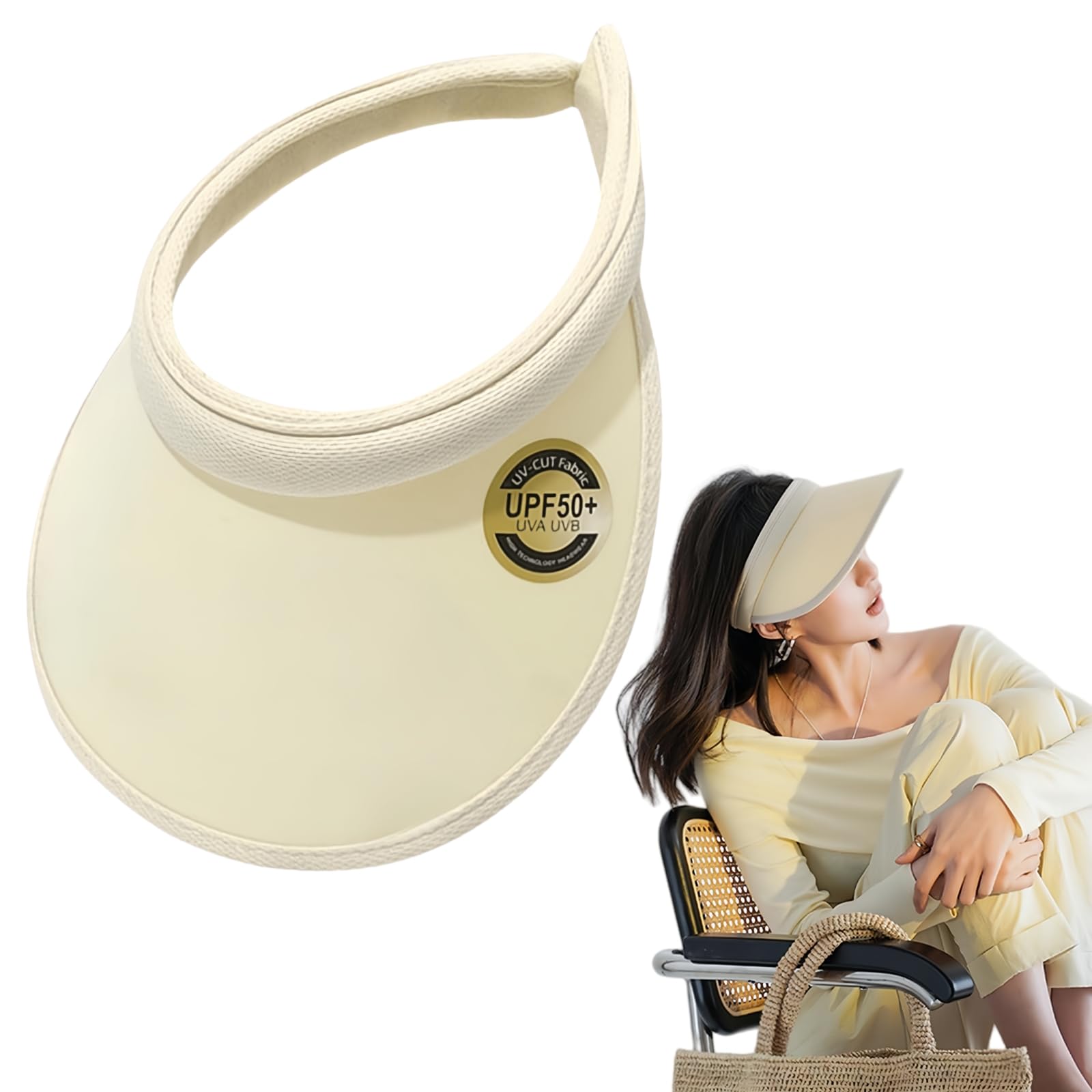 XForce Plaza UPF 50+ Summer Sun Visors for Women - Fashion Sun Visor Wide Brim Sport Beach Hat UV Protection Baseball Golf Tennis Cap