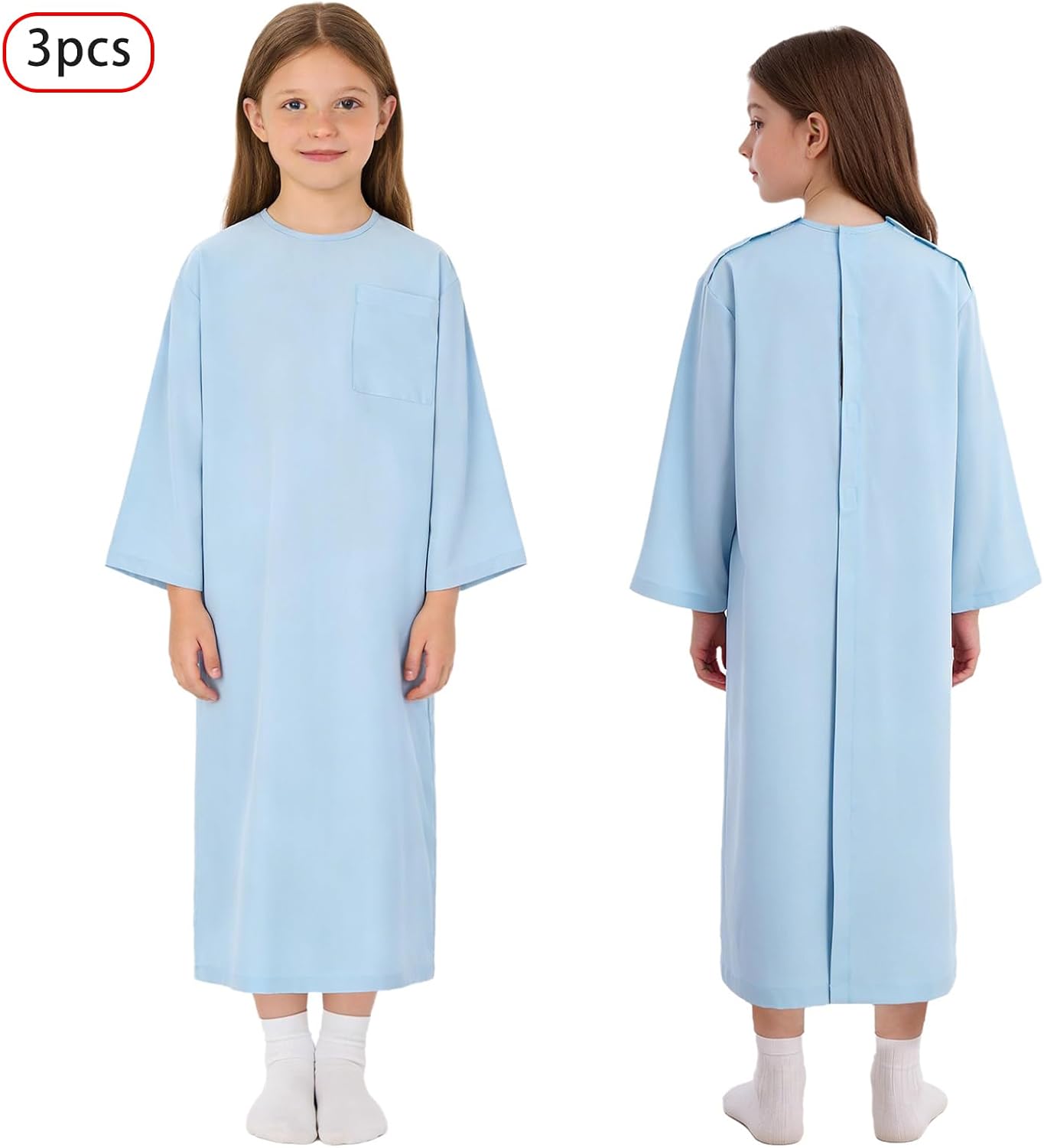 DINORMIN Unisex Surgery Robe Disposable Patient Gowns Adaptive Dress for Casual Daily Life Special Needs