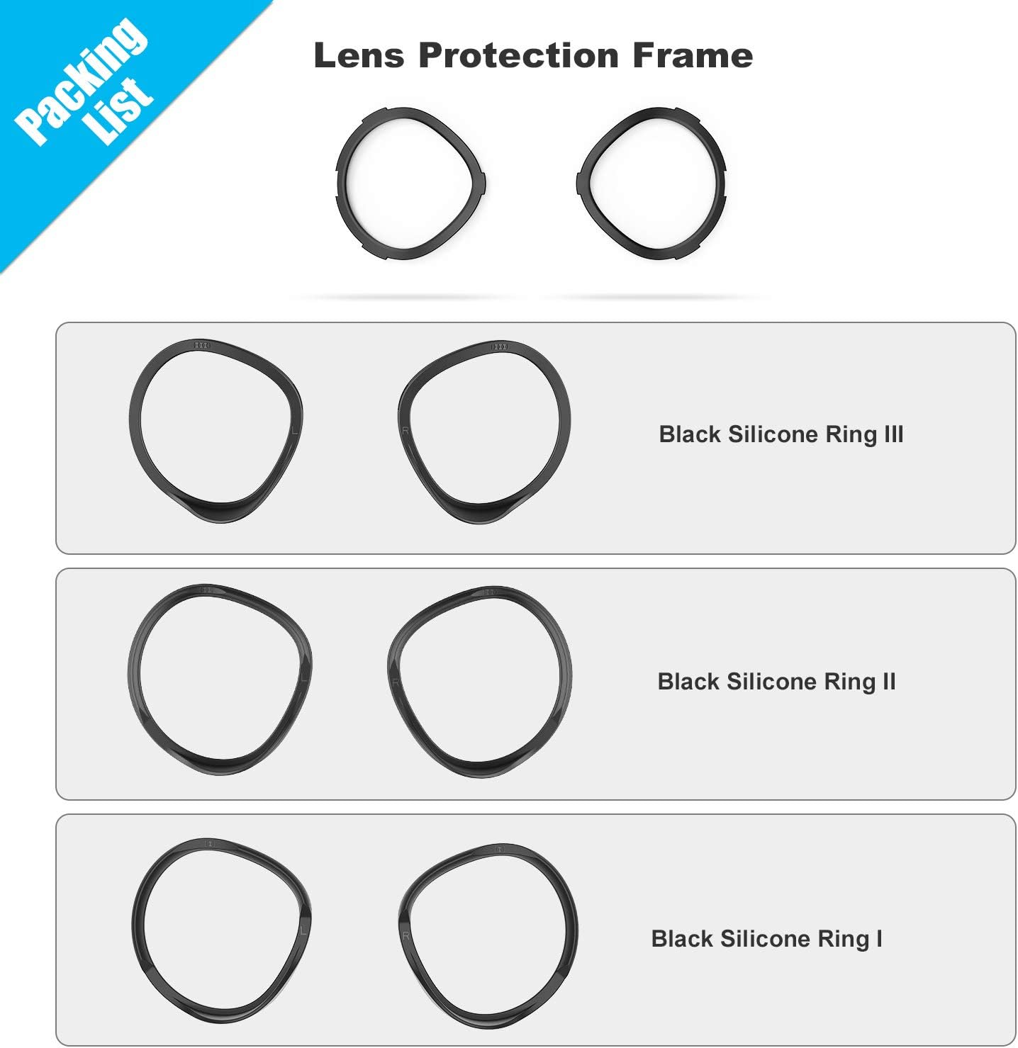AMVR [Pro Version] Lens Anti-Scratch Ring Protecting Myopia Glasses from Scratching VR Headset Lens Compatible for Meta Quest 2, Quest, Rift S or Meta Go, with Preventing Light-Leaking Design