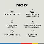 Écouteurs sans fil Skullcandy Mod, écouteurs Bluetooth, jusqu'à 32 heures d'autonomie, ajustement isolant du bruit, résistant à la sueur et à l'eau, microphone pour iPhone Android - Noir véritable