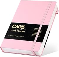 Vista 15 de CAGIE Cuaderno de cuadrícula de cuadrícula con puntos y balas, color negro A5