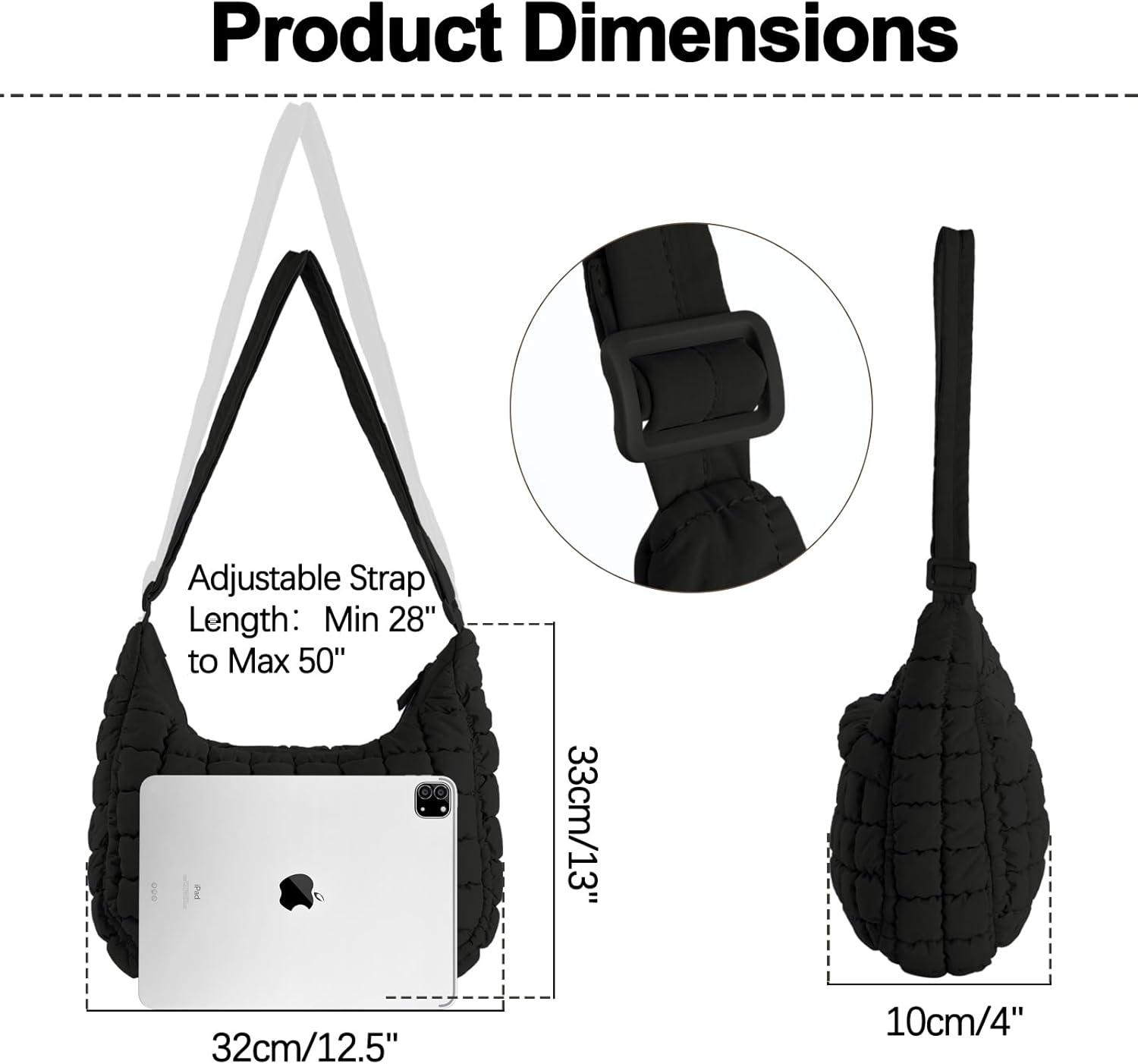 Puffer Purses for Women, Quilted Purses for Women with Adjustable Strap and Multiple Pockets for Travel, Work