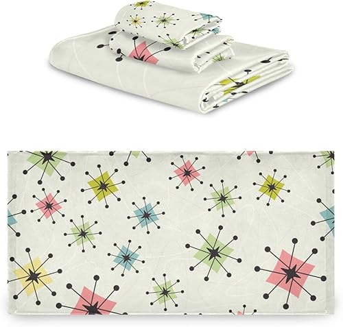 Miniatura 8 de PATINISA Juego de 3 toallas de baño, azul y negro, rayas grises y blancas, juego de toallas de baño decoractivas, 1 toalla de baño, 1 toalla de