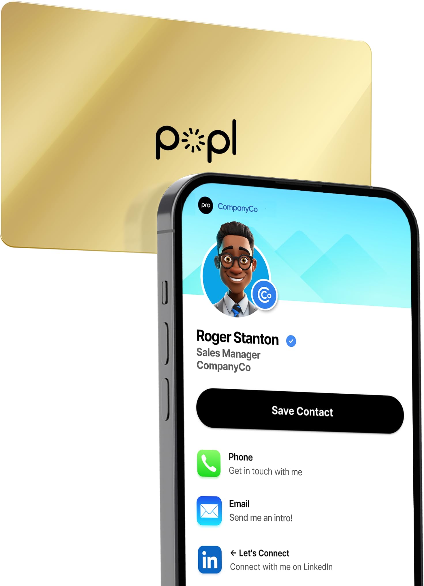 Authentic Patented Popl Card™ (Avoid Fake Knockoffs) - Smart NFC Networking Card - Simply Tap to Exchange Contact Info, Capture Leads, &amp; Manage Contacts (Gold)