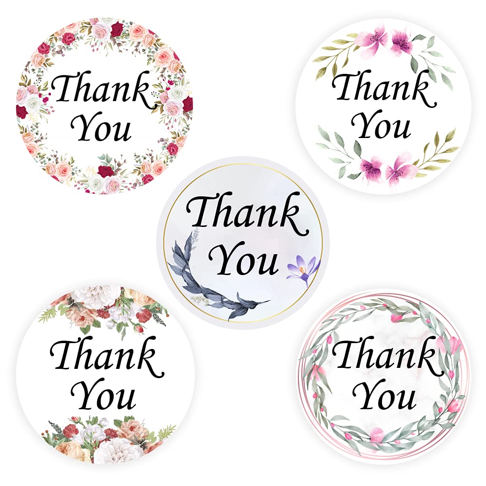 Packwith Multicolor Flower Thank You Sticker Floral Thank You Sticker With (Size 30 Mm) Pack Of 40 Waterproof Stickers For Business And Multi Purpose Packwith® #P1005