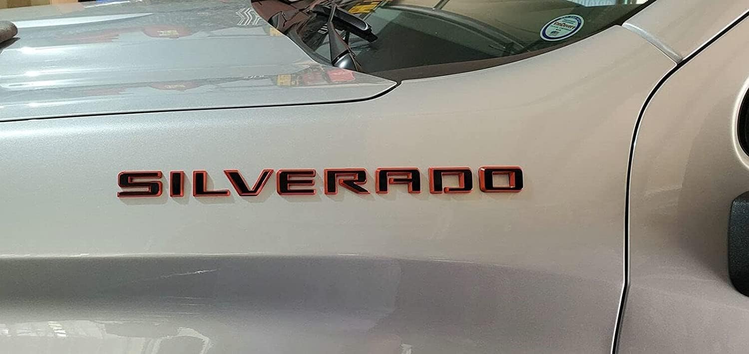 3D Raised and Strong Adhesive Decals Letters Badge Compatible for Silverado LT 1500 2500Hd 3500Hd - (Red Black)
