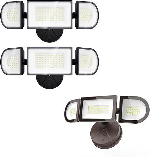 iMaihom Paquete de 2 luces de inundación de 100 W (paquete de 2) y 50 W (1 paquete) para exteriores, 3 cabezales ajustables, luz de inundación