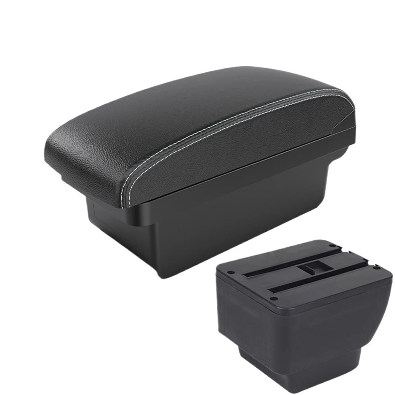 NOKRGQW Car Armrest Box For MAZDA 2 Demio Car Armrest Box Retrofit Parts Storage Accessories Interior Parts Details With Usb(A3 Black white NOUSB)