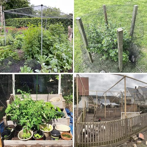 WEXFFU Vogelnetze Vogelschutznetz, 4 X 10m Schutznetz Garten Gemüsenetz mit 50 Stück Kabelbinder, Netz für Obstbäume Schützen Pflanzen Gemüse Obst Blumen Teichen